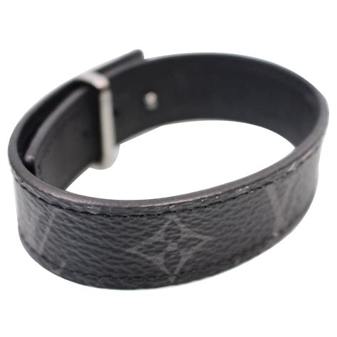 lv slim bracelet monogram eclipse black|louis vuitton lv bracelet.